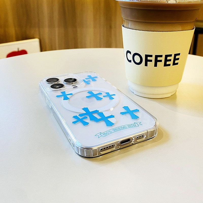 Blue Cross Magnetic Phone Case for iPhone