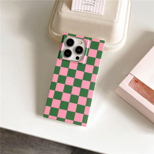 Pink&Green Checkered Phone Case for iPhone