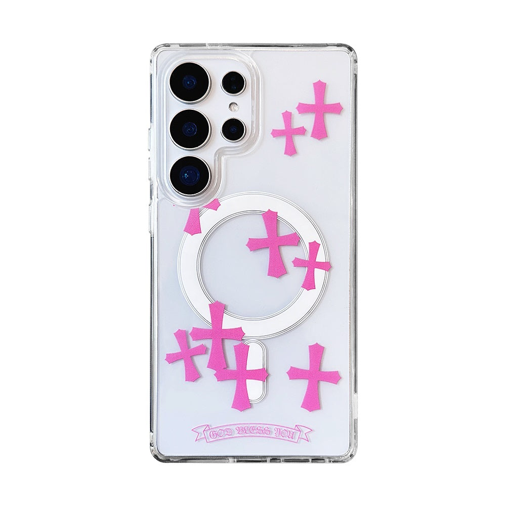 Pink Cross Magnetic Phone Case for Samsung Galaxy S Series