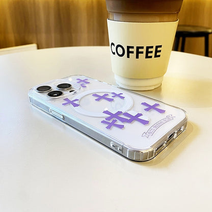 Purple Cross Magnetic Phone Case for iPhone