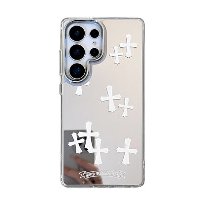 White Cross Mirror Phone Case for Samsung Galaxy S Series