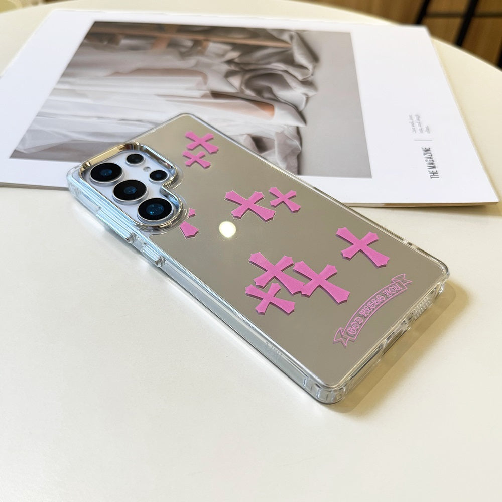 Pink Cross Mirror Phone Case for Samsung Galaxy S Series