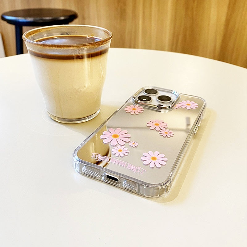 Pink Daisy In Full Bloom Mirror Phone Case for iPhone