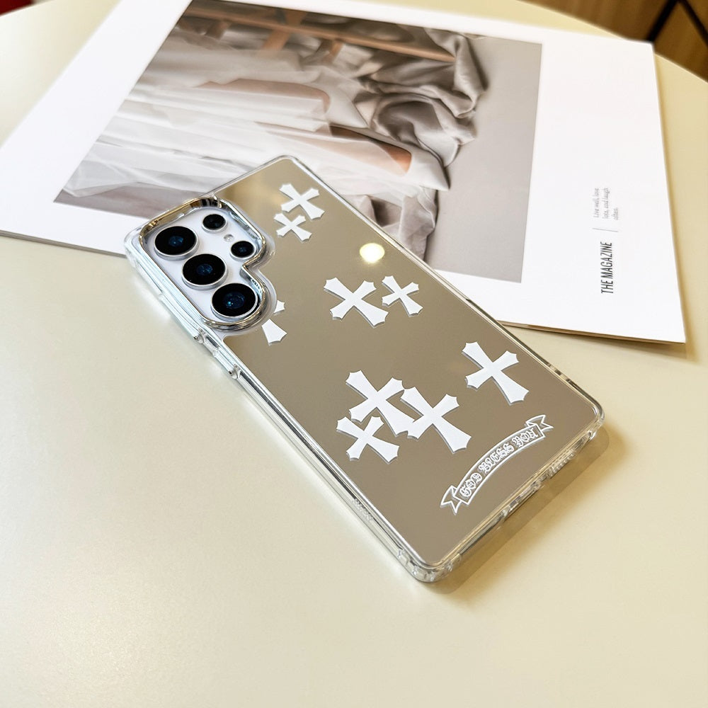 White Cross Mirror Phone Case for Samsung Galaxy S Series