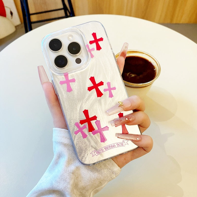 Pink Cross Glitter Phone Case for iPhone