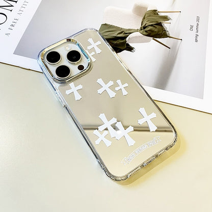 White Cross Mirror Phone Case for iPhone