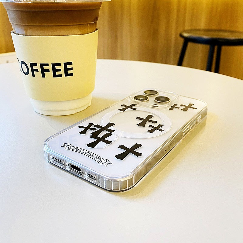 Black Cross Magnetic Phone Case for iPhone