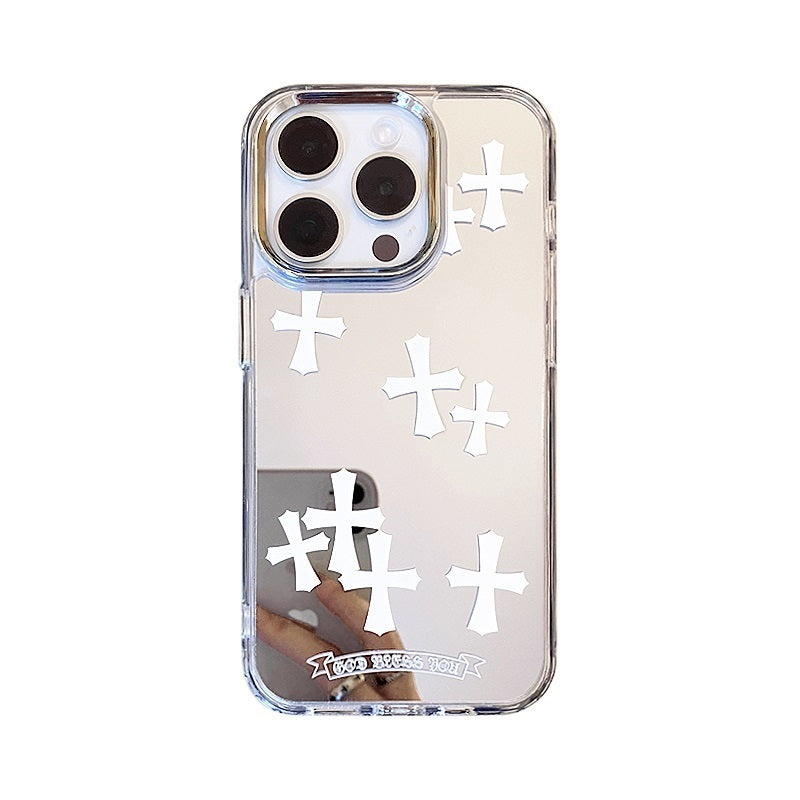 White Cross Mirror Phone Case for iPhone