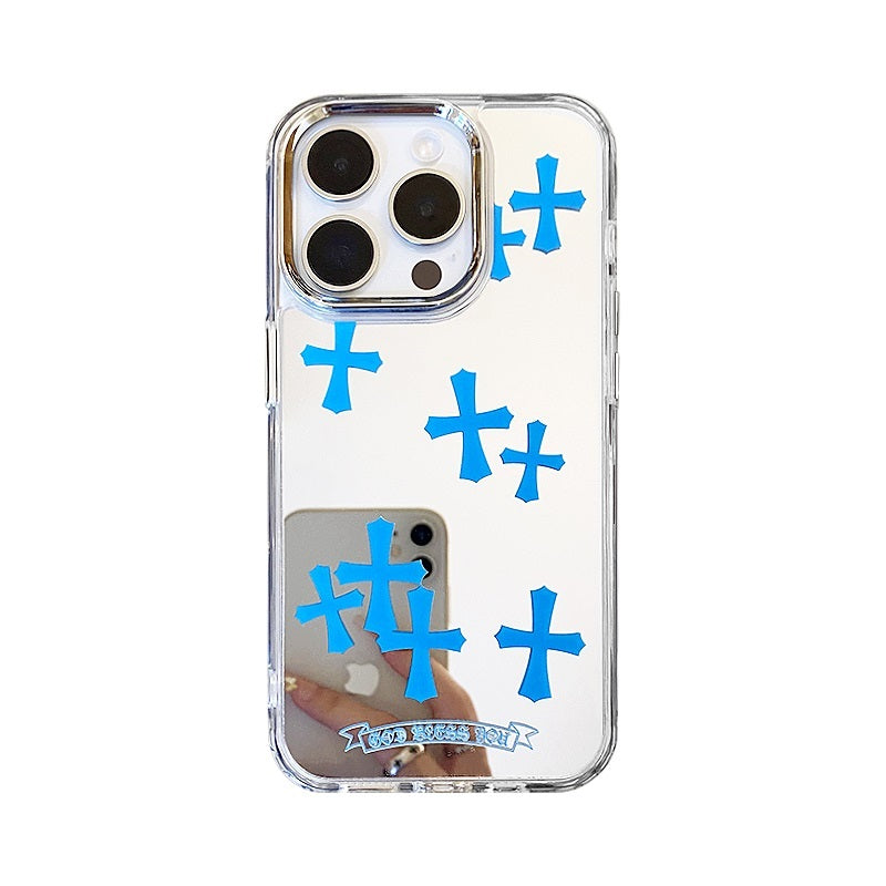 Blue Cross Mirror Phone Case for iPhone