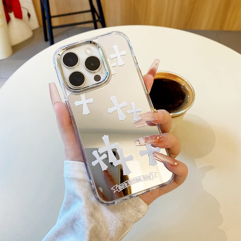 White Cross Mirror Phone Case for iPhone