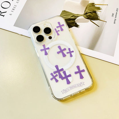 Purple Cross Magnetic Phone Case for iPhone