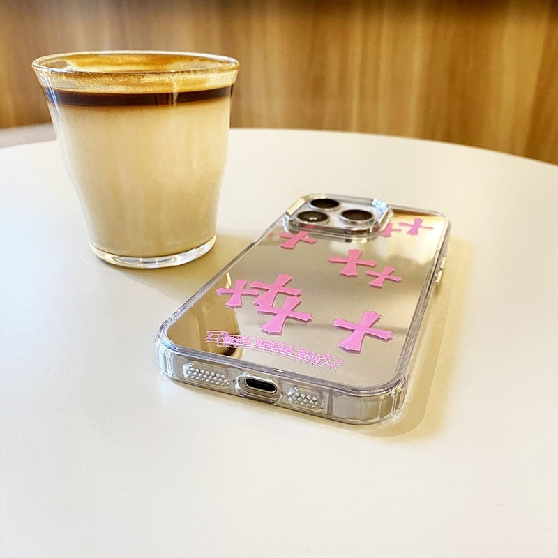 Pink Cross Mirror Phone Case for iPhone