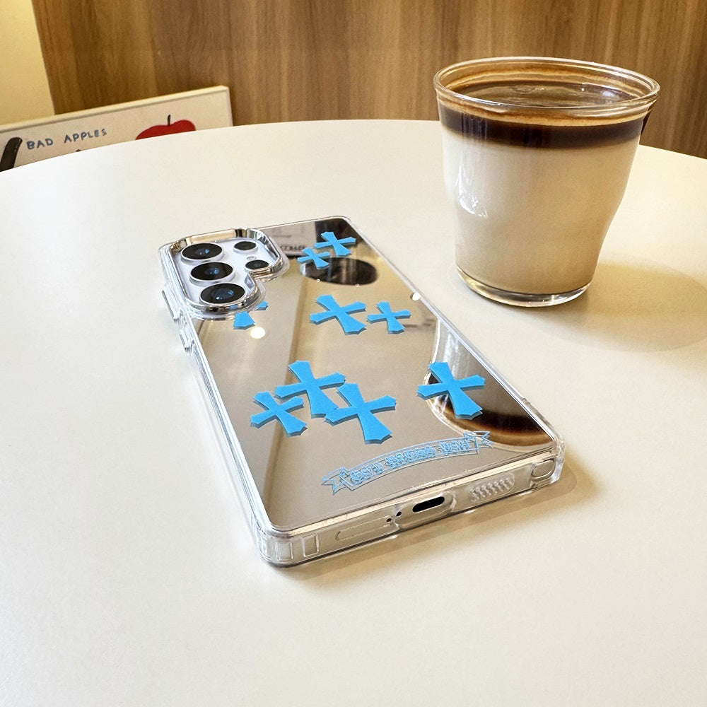 Blue Cross Mirror Phone Case for Samsung Galaxy S Series