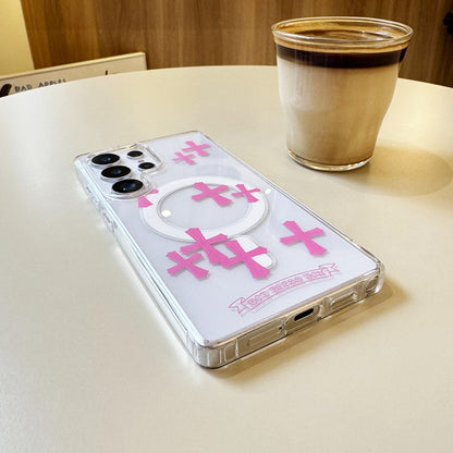 Pink Cross Magnetic Phone Case for Samsung Galaxy S Series