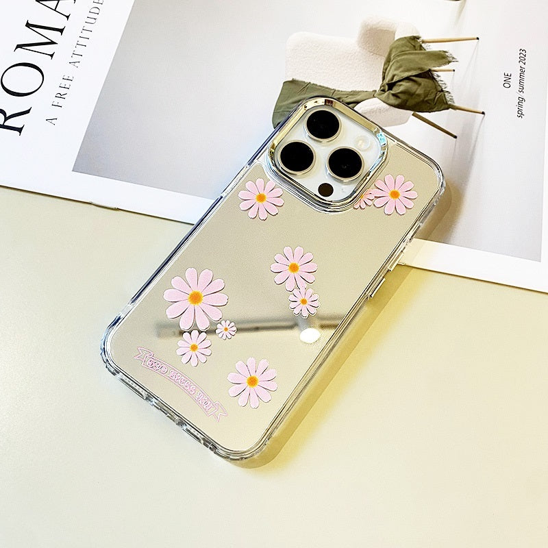 Pink Daisy In Full Bloom Mirror Phone Case for iPhone