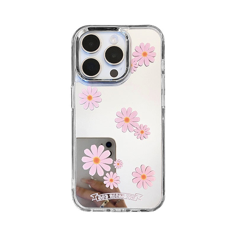 Pink Daisy In Full Bloom Mirror Phone Case for iPhone