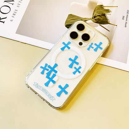 Blue Cross Magnetic Phone Case for iPhone