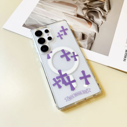 Purple Cross Magnetic Phone Case for Samsung Galaxy S Series