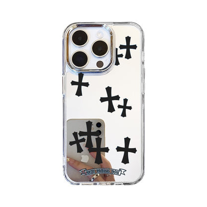 Black Cross Mirror Phone Case for iPhone