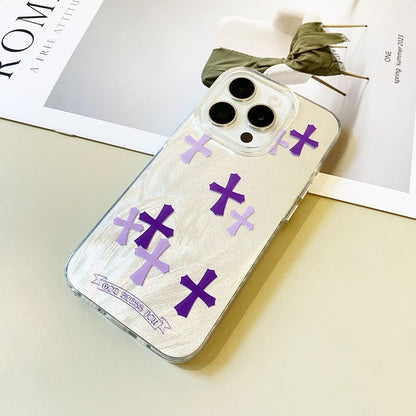 Purple Cross Glitter Phone Case for iPhone