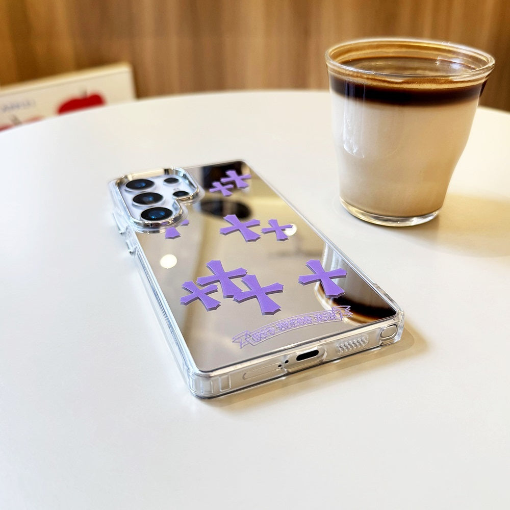 Purple Cross Mirror Phone Case for Samsung Galaxy S Series