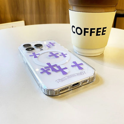 Purple Cross Magnetic Phone Case for iPhone