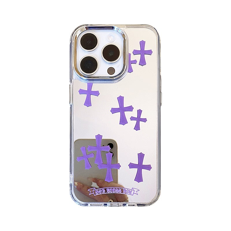 Purple Cross Mirror Phone Case for iPhone