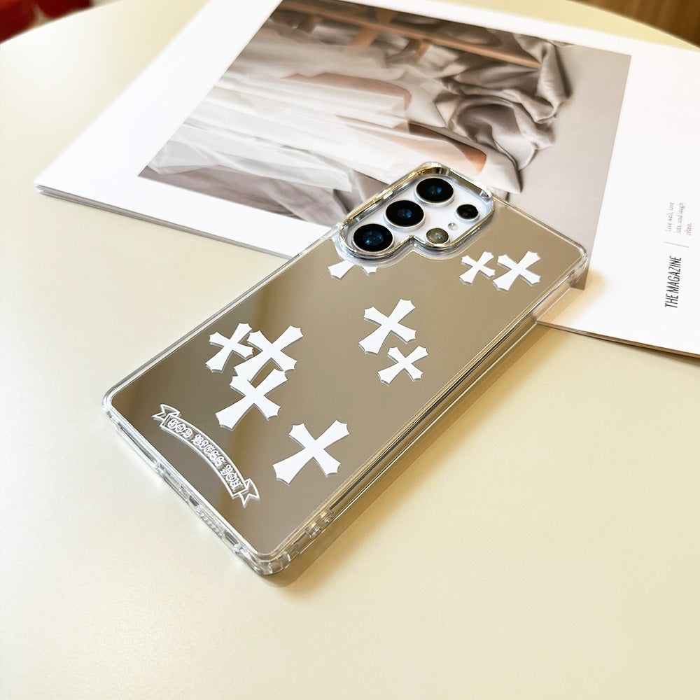 White Cross Mirror Phone Case for Samsung Galaxy S Series